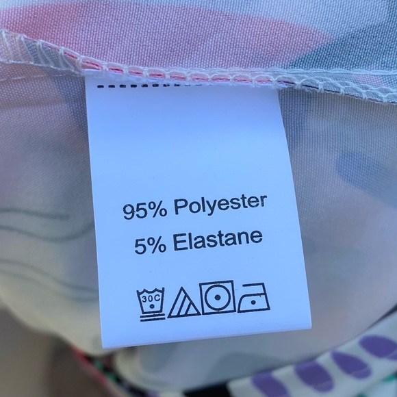 SHEIN Size L Large Cropped Short Sleeve Abstract Print Blouse Button Up Retro - Picture 9 of 9